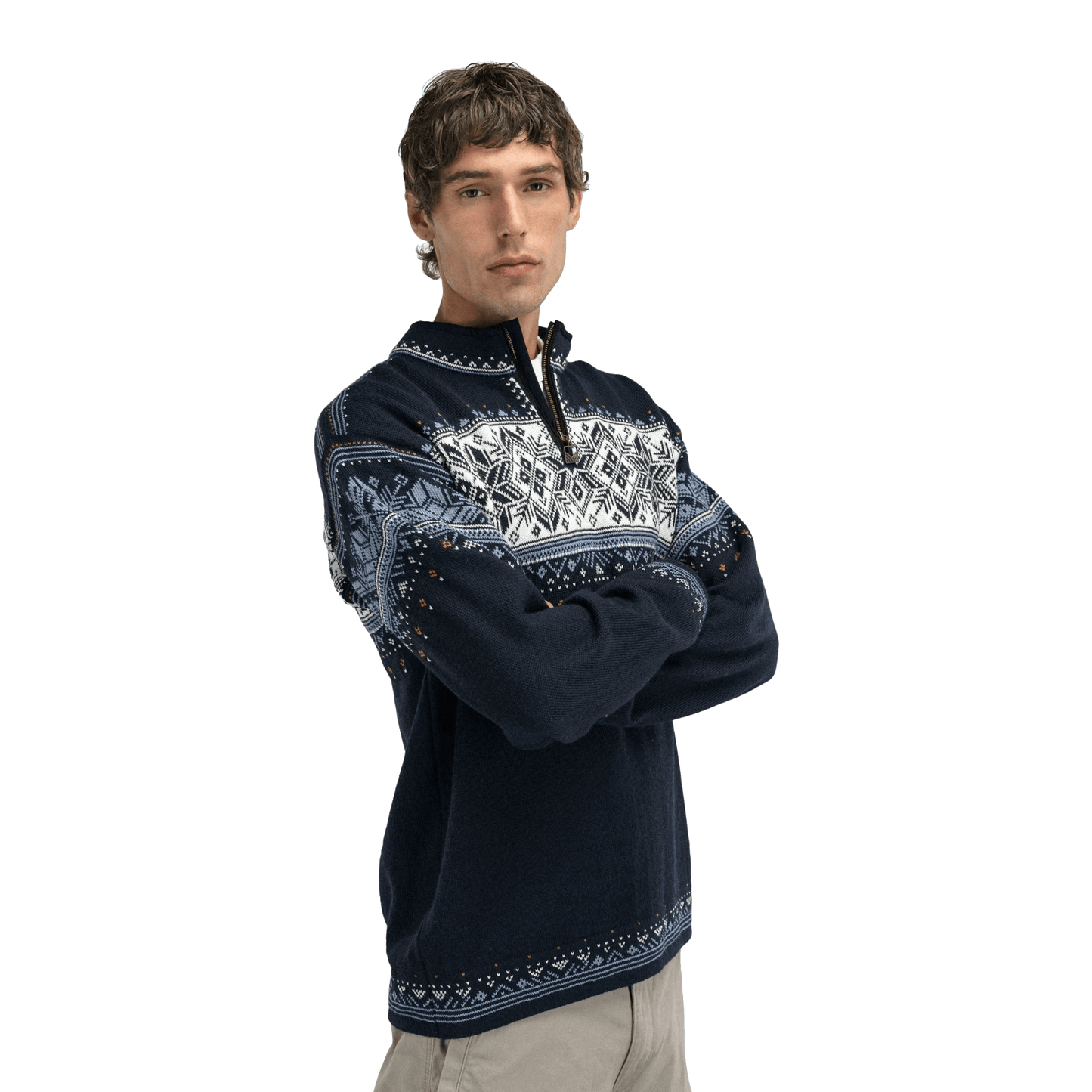 DALE OF NORWAY MEN'S BLYFJELL SWEATER - MIDNAVY BLUSHAD OFFWHITE COPPE