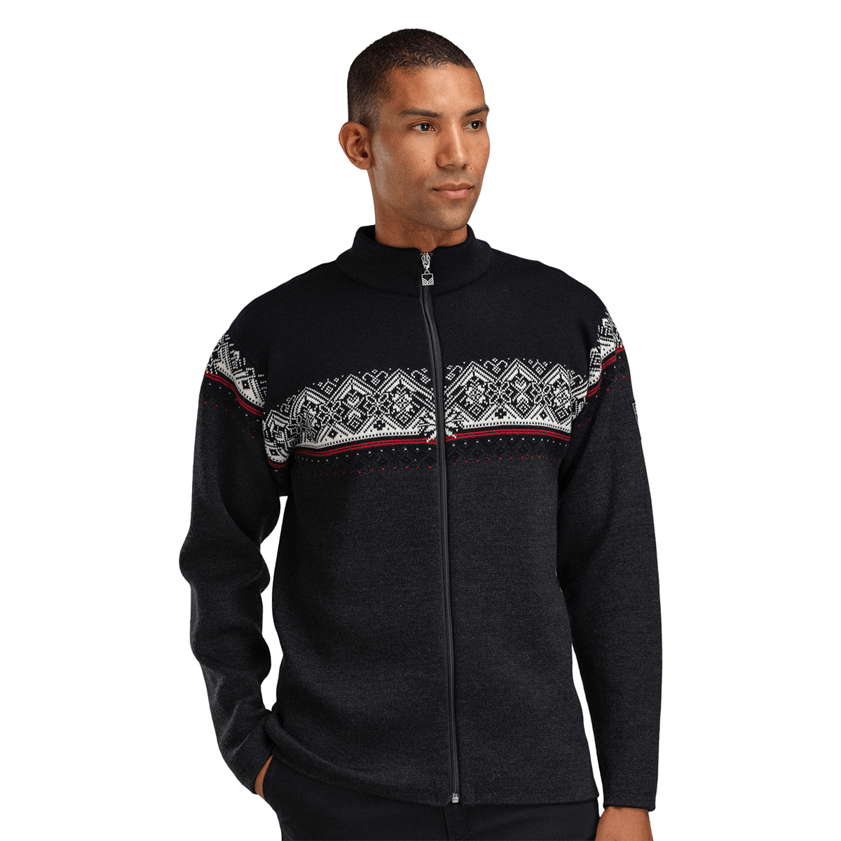 DALE OF NORWAY MEN'S MORITZ JACKET - DARKCHARCOAL BLACK OFFWHITE front model