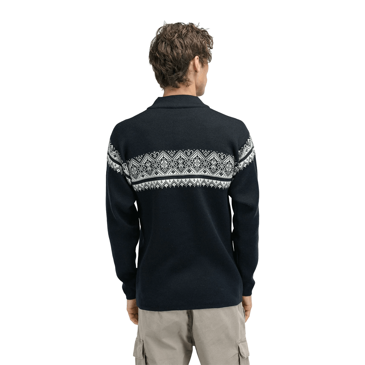 DALE OF NORWAY MEN'S MORITZ SWEATER - BLACK OFFWHITE DARKCHARCOAL back view