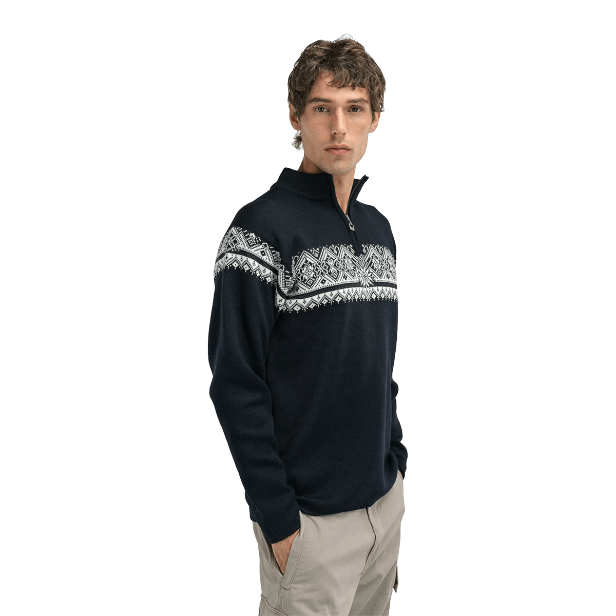 DALE OF NORWAY MEN'S MORITZ SWEATER - BLACK OFFWHITE DARKCHARCOAL side view