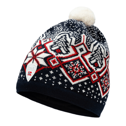 DALE OF NORWAY WINTERLAND WOOL HAT - NAVY OFFWHITE RASPBERRY