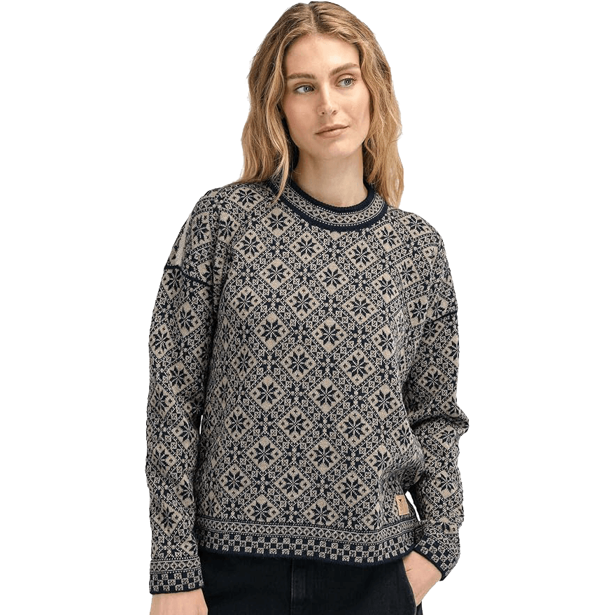 DALE OF NORWAY WOMEN'S BJORØY SWEATER - MOUNTIANSTONE MARINE SAND front