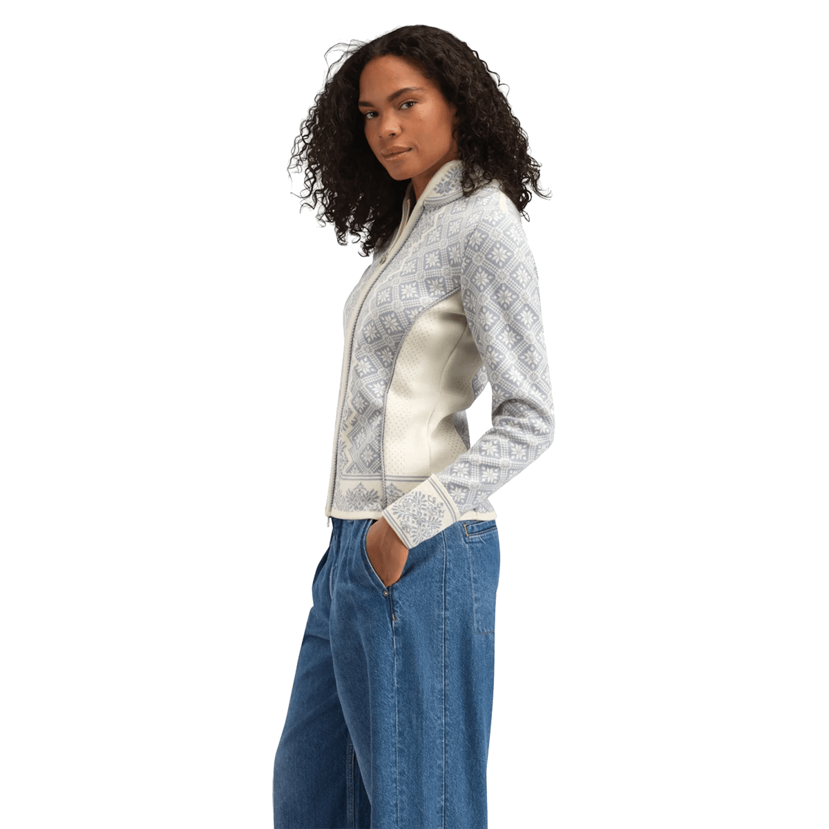 DALE OF NORWAY WOMEN'S CHRISTIANIA JACKET - OFFWHITE METALGREY side view