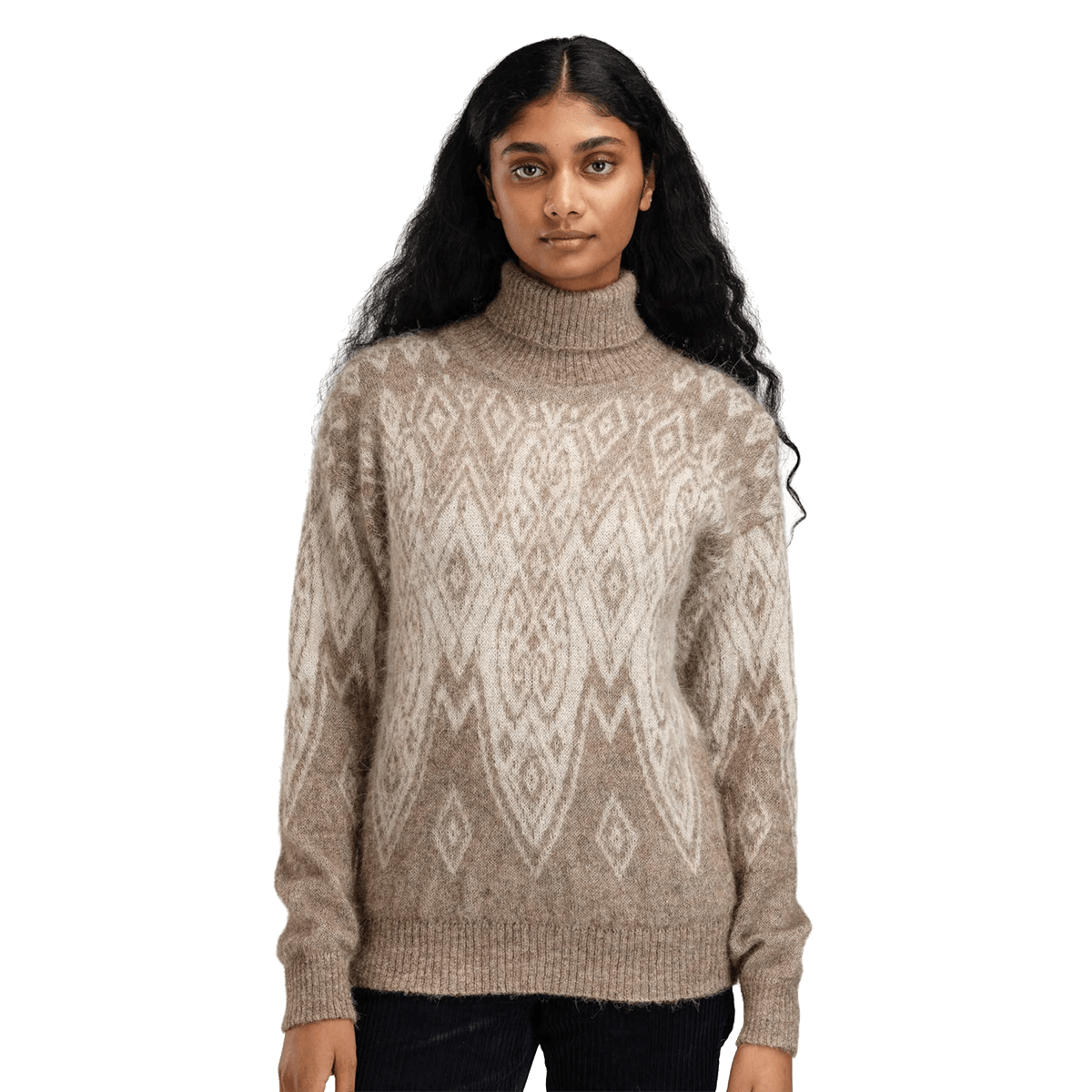 DALE OF NORWAY WOMEN'S FALUN ALPA SWEATER - NATURAL BEIGE OFFWHITE front view