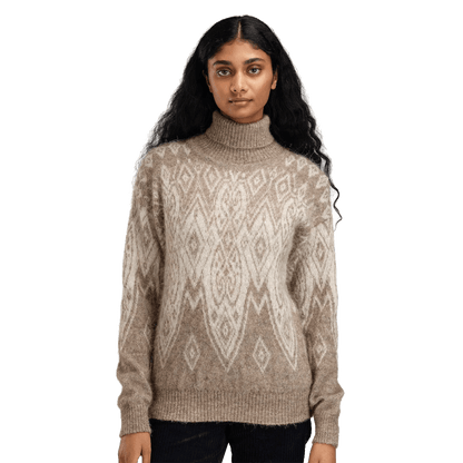 DALE OF NORWAY WOMEN'S FALUN ALPA SWEATER - NATURAL BEIGE OFFWHITE front view