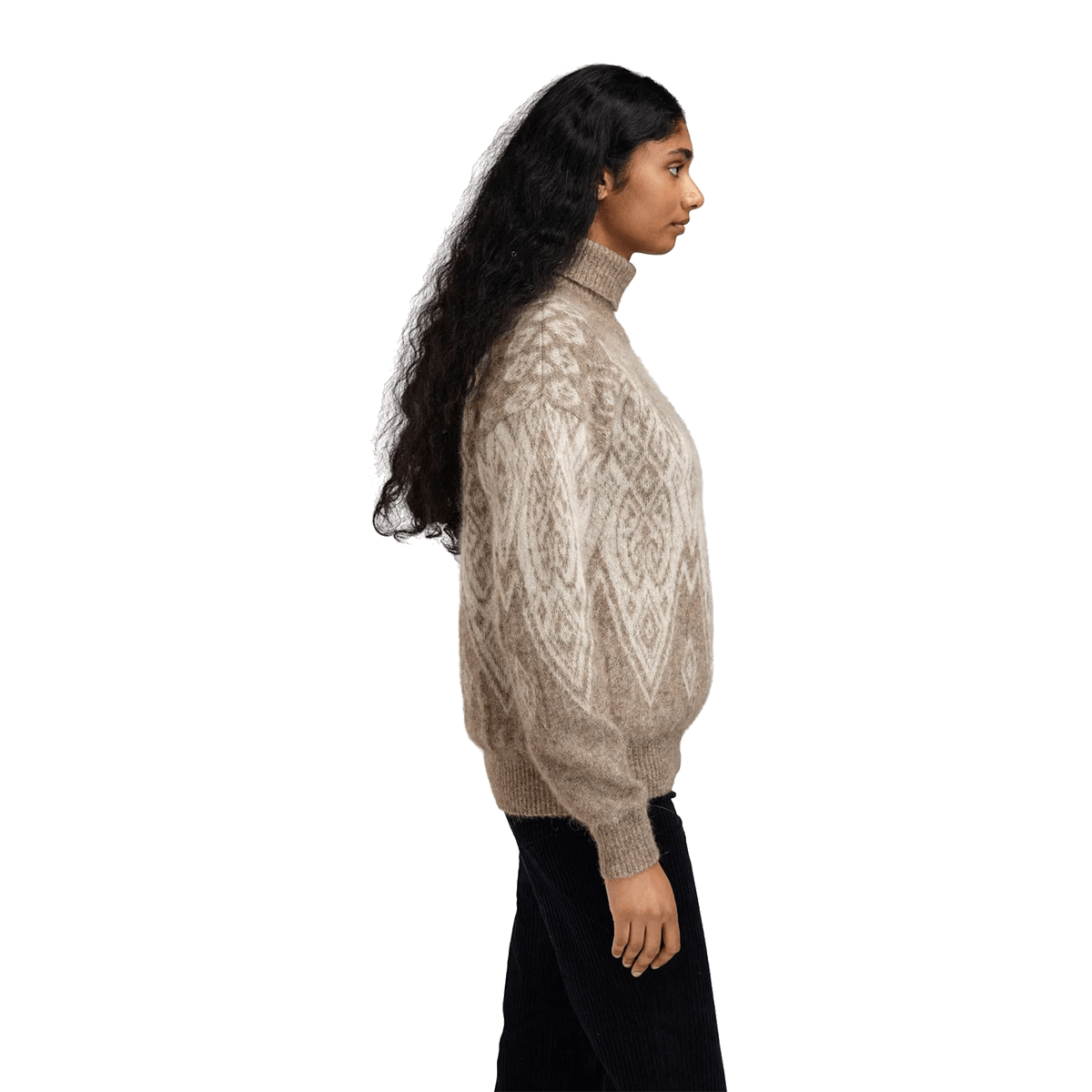 DALE OF NORWAY WOMEN'S FALUN ALPA SWEATER - NATURAL BEIGE OFFWHITE side view