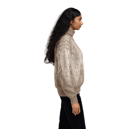 DALE OF NORWAY WOMEN'S FALUN ALPA SWEATER - NATURAL BEIGE OFFWHITE side view