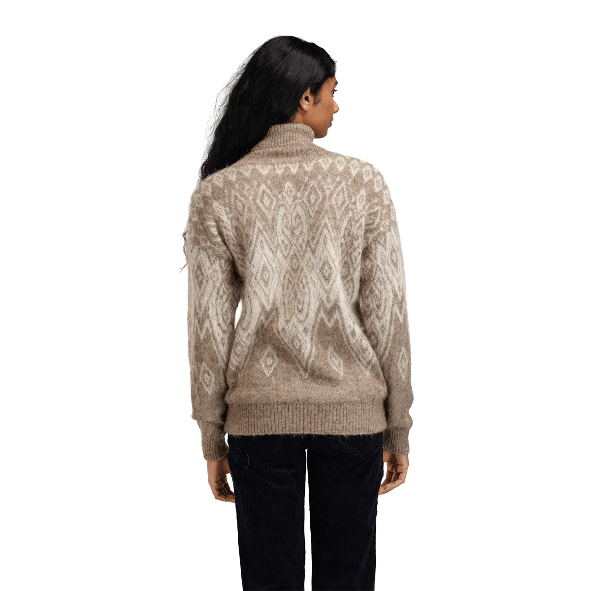 DALE OF NORWAY WOMEN'S FALUN ALPA SWEATER - NATURAL BEIGE OFFWHITE back view