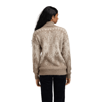 DALE OF NORWAY WOMEN'S FALUN ALPA SWEATER - NATURAL BEIGE OFFWHITE back view