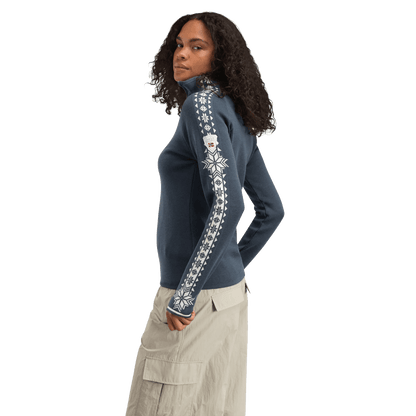 DALE OF NORWAY WOMEN'S GEILO SWEATER - STEEL OFFWHITE side view