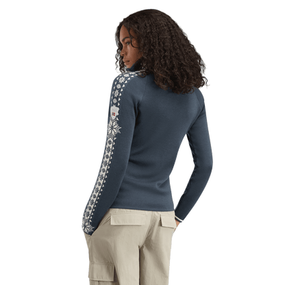 DALE OF NORWAY WOMEN'S GEILO SWEATER - STEEL OFFWHITE back view
