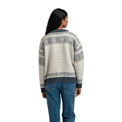 DALE OF NORWAY WOMEN'S HANNAH CARDIGAN - OFFWHITE STEEL LIGHTCHARCOAL back view