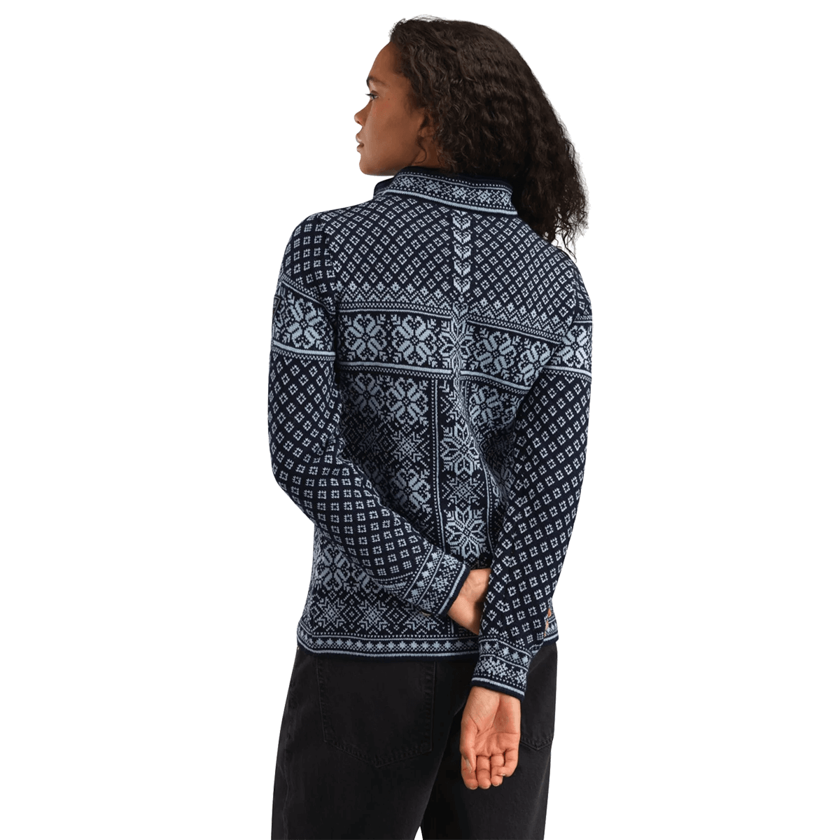 DALE OF NORWAY WOMEN'S PEACE SWEATER - NAVY ICEBLUE back view