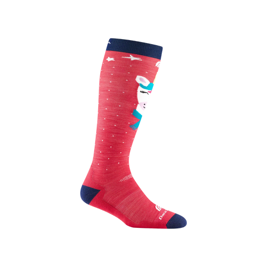 DARN TOUGH YTH MAGIC MNTN MW SNOW SOCKS RASPBERRY