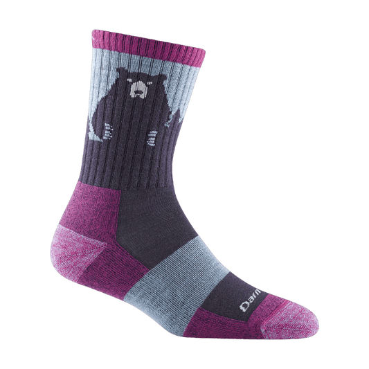 DARN TOUGH WOMEN'S BEAR TOWN MICRO CREW LIGHTWEIGHT SOCKS PURPLE