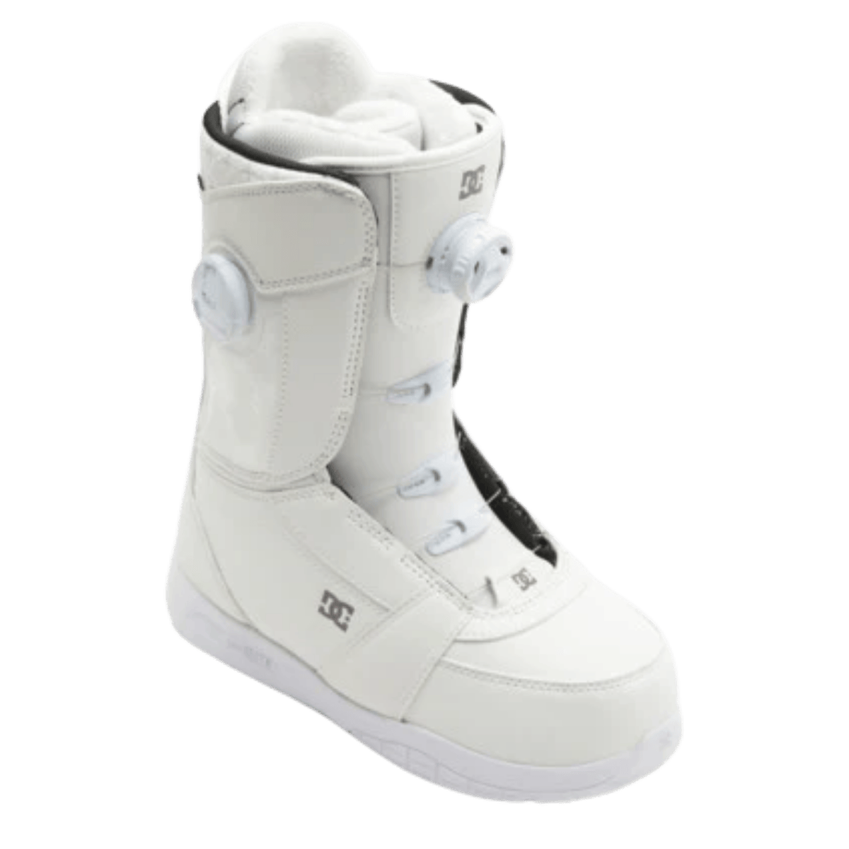 DC BOOTS WOMEN'S LOTUS SNOWBOARDING BOOTS - WHITE/WHITE - LEFT TOP VIEW