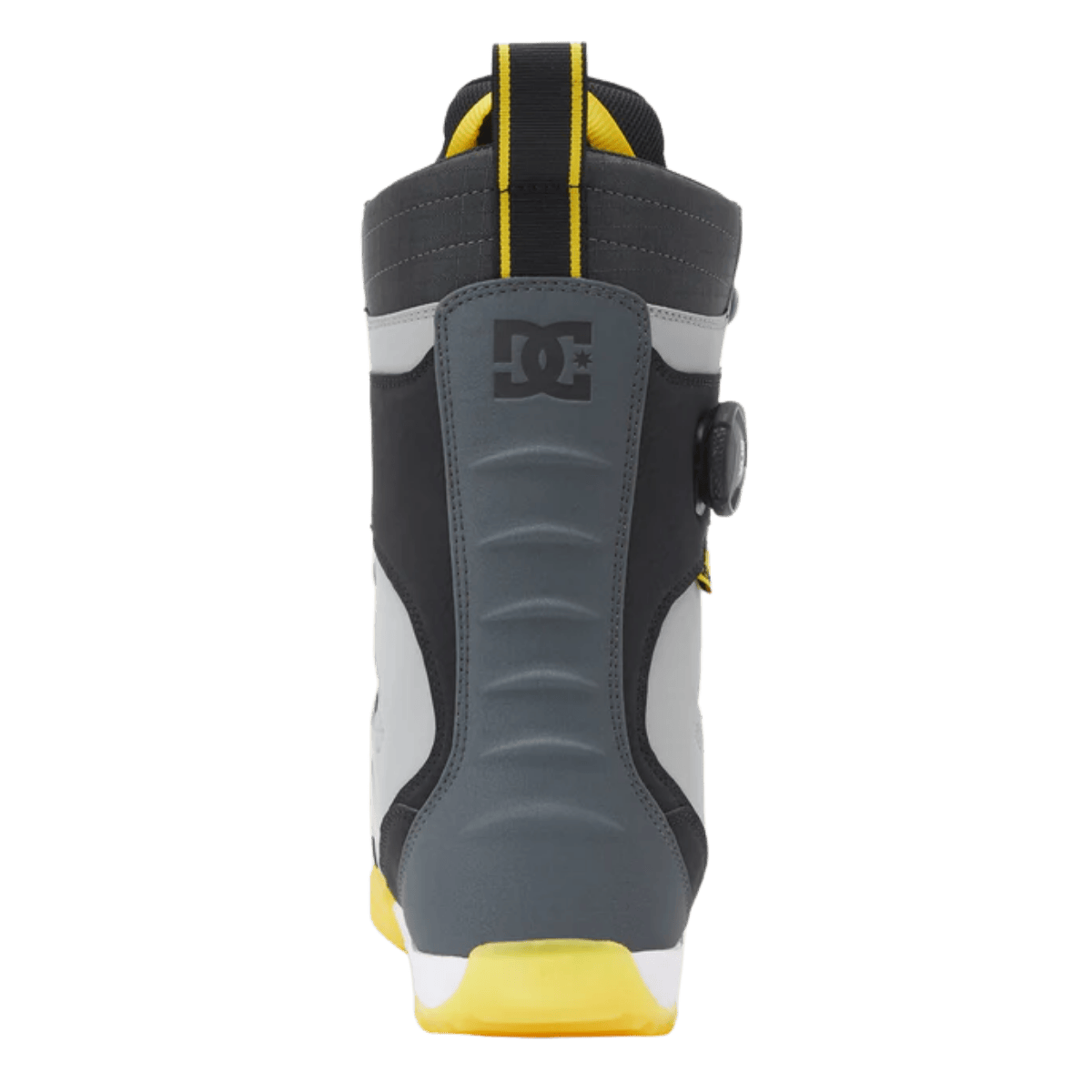 DC BOOTS MEN'S PREMIER HYBRID SNOWBOARD BOOTS - BLACK/GRAY/YELLOW - BACK VIEW
