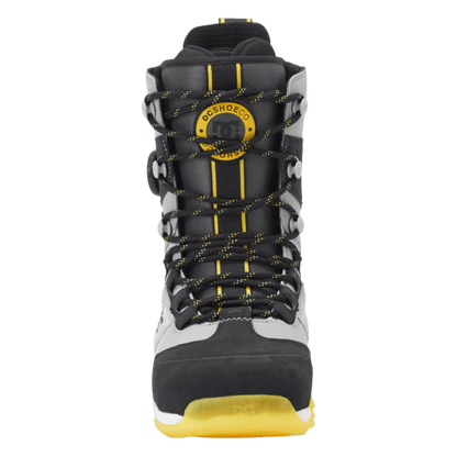 DC BOOTS MEN'S PREMIER HYBRID SNOWBOARD BOOTS - BLACK/GRAY/YELLOW- FRONT VIEW
