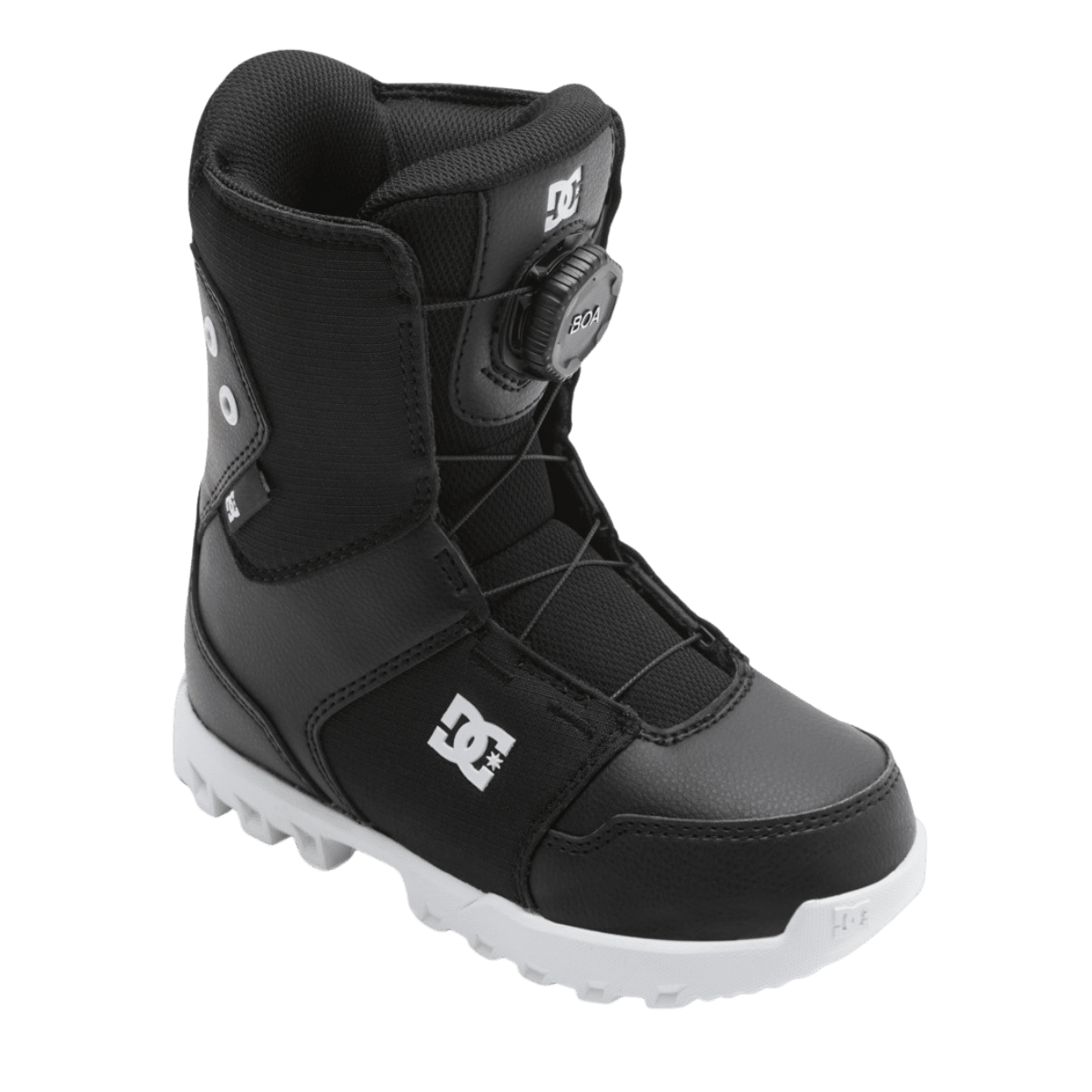 DC YOUTH SCOUT BOA SNOWBOARD BOOT 25/26 - BLK/WHT - LEFT TOP VIEW