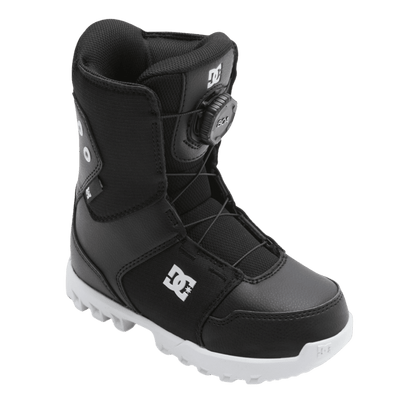 DC YOUTH SCOUT BOA SNOWBOARD BOOT 25/26 - BLK/WHT - LEFT TOP VIEW