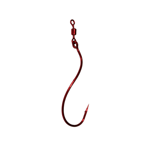 WALLEYE GEAR FISHING TACKLE DEATH ROLL SWIVEL HOOK 10PK - RED