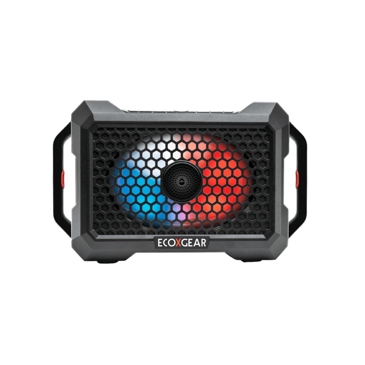 THE DEFENDER WATERPROOF BLUETOOTH SPEAKER - BLACK OAK - FRONT VIEW LIGHTS ON