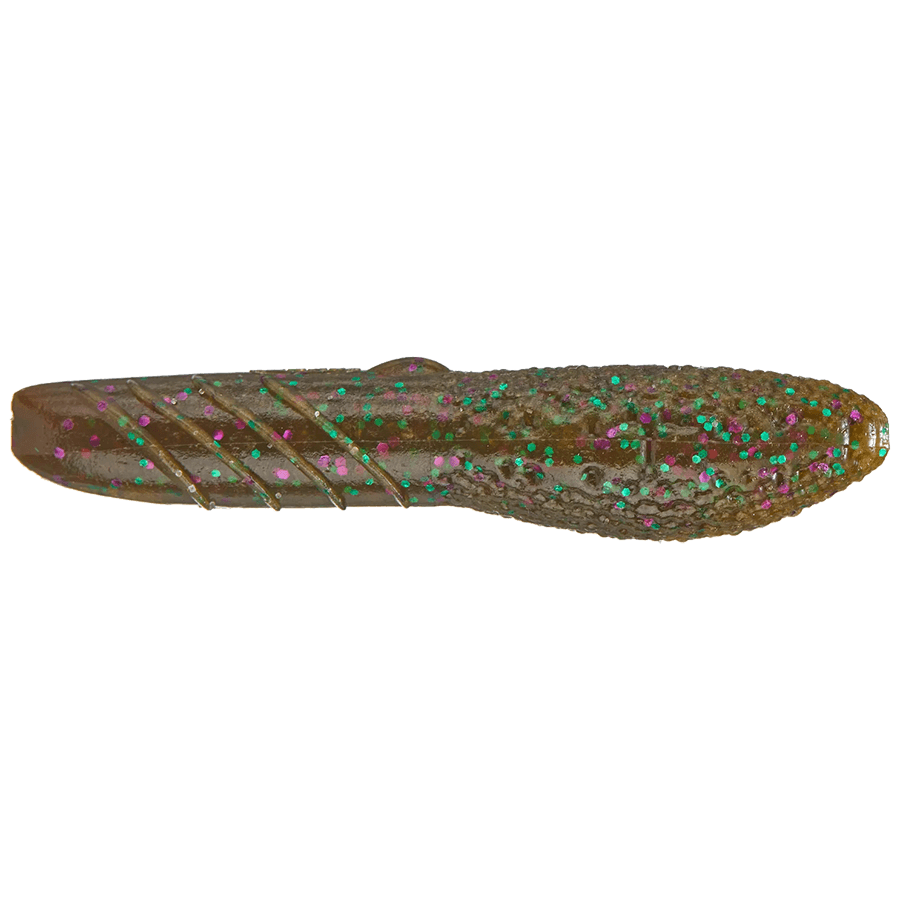 DEPS COVER SCAT SOFT STICK BAIT 3.5IN GREEN PUMPKIN/PURPLE&GREEN FLAKE