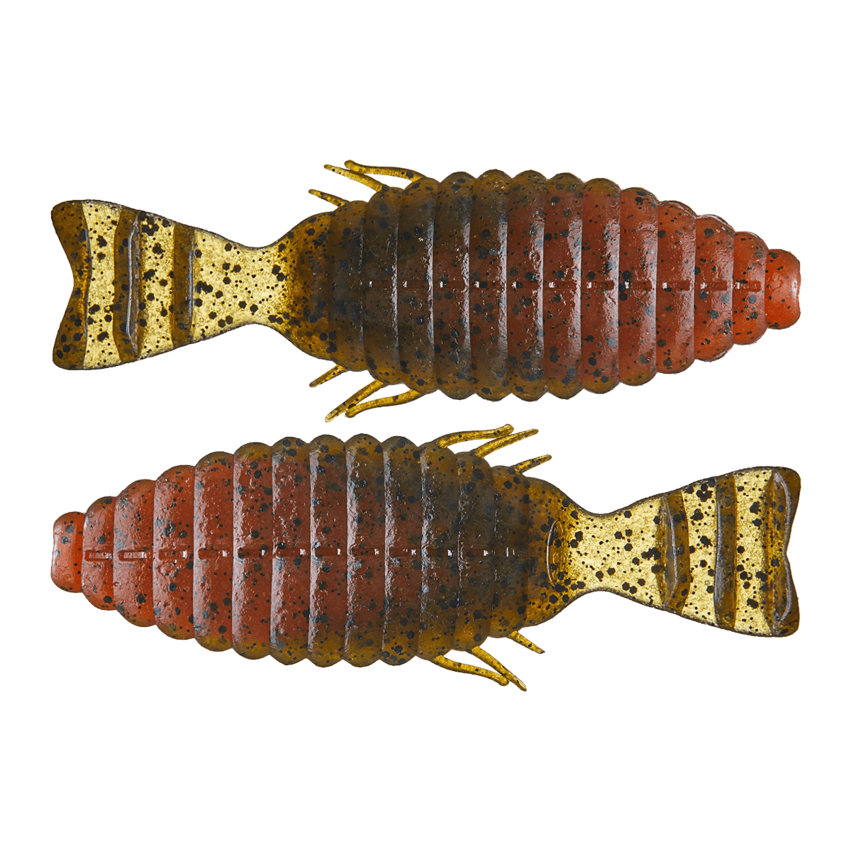 DEPS BULL FLAT CREATURE BAIT 3.8'' - 6 PACK - GREEN PUMPKIN ORANGE