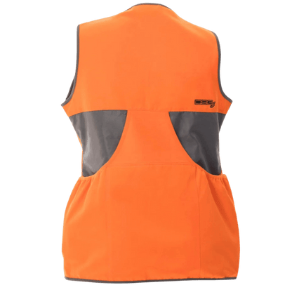 DSG OUTERWEAR WOMEN'S UPLAND HUNTING VEST 2.0 - STONE/BLAZE ORANGE_BACK ANGLE
