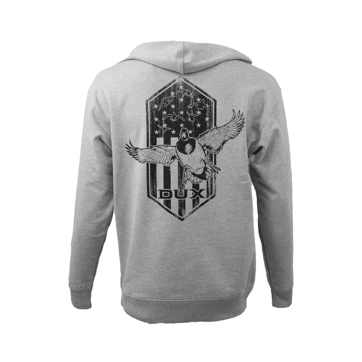 DUX AMERICANA MIDWEIGHT HOODIE - GRAY HEATHER - BACK VIEW