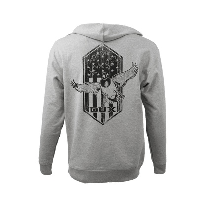 DUX AMERICANA MIDWEIGHT HOODIE - GRAY HEATHER - BACK VIEW