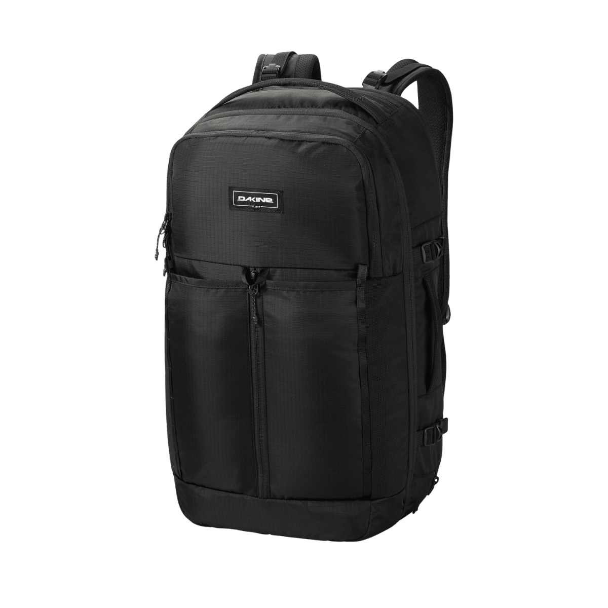 DAKINE SPLIT ADVENTURE BACKPACK - 38 L - BLACK RIPSTOP - FRONT VIEW