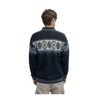 DALE OF NORWAY MEN'S BLYFJELL SWEATER - MIDNAVY BLUSHAD OFFWHITE COPPE - BACK VIEW