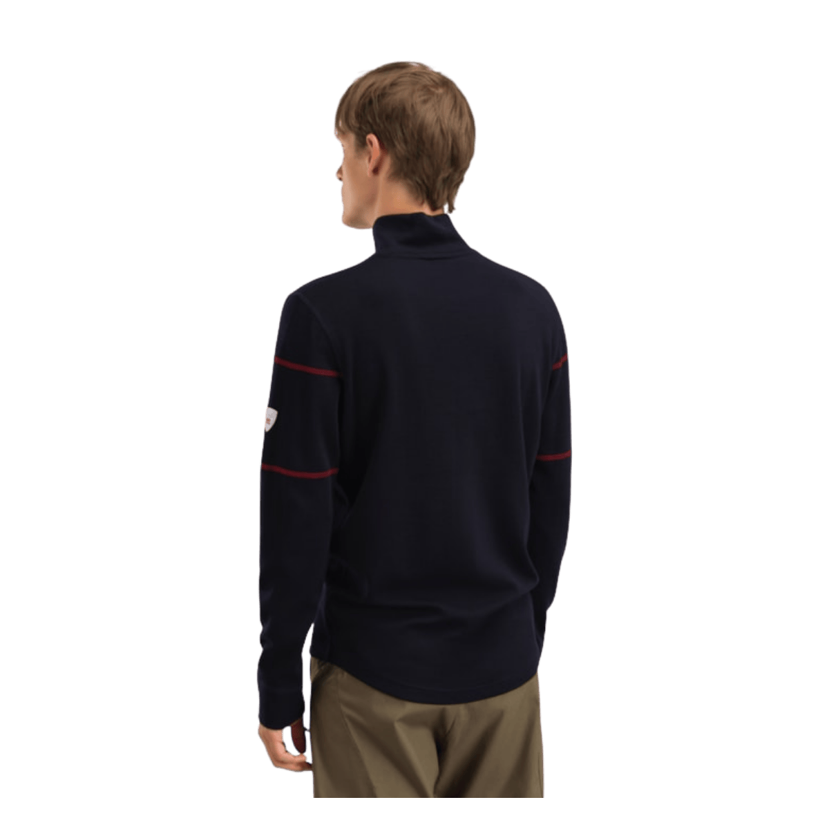 DALE OF NORWAY MEN'S MORITZ BASIC SWEATER - NAVY WHITE RASPBERRY - BACK VIEW
