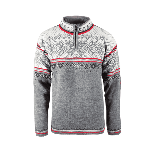 DALE OF NORWAY MEN'S VAIL SWEATER - SMOKE RASPBERRY OFFWHITE