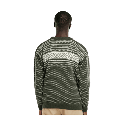 DALE OF NORWAY MEN'S VALLØY SWEATER - DARK GREEN/OFF WHITE - BACK VIEW