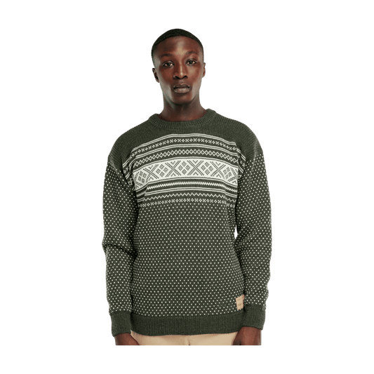 DALE OF NORWAY MEN'S VALLØY SWEATER - DARK GREEN/OFF WHITE - FRONT VIEW