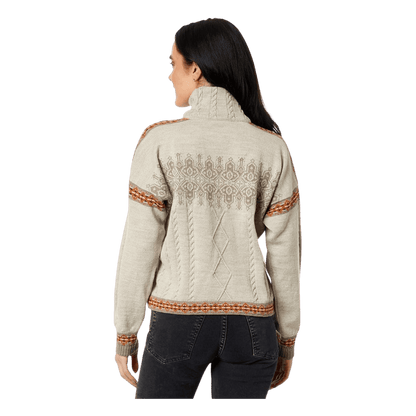 DALE OF NORWAY WOMEN'S ASPOY SWEATER - SAND/COPPER/STONE - BACK VIEW