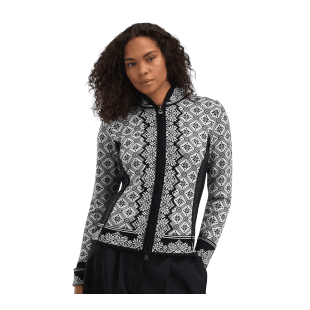 DALE OF NORWAY WOMEN'S CHRISTIANIA JACKET - BLACK OFFWHITE - FRONT VIEW