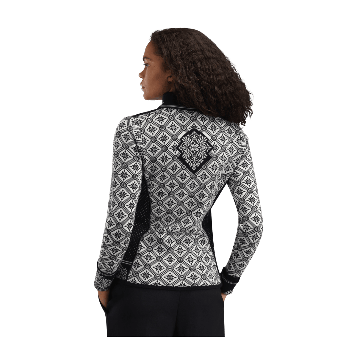 DALE OF NORWAY WOMEN'S CHRISTIANIA JACKET - BLACK OFFWHITE - BACK VIEW