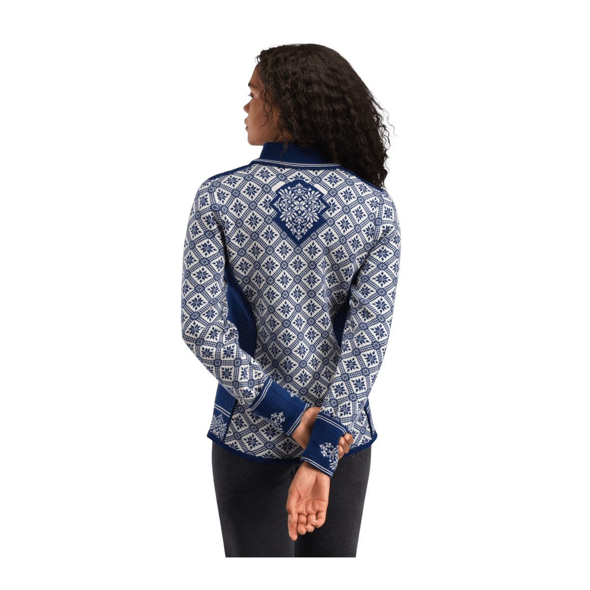 DALE OF NORWAY WOMEN'S CHRISTIANIA JACKET - ATLANTIC/OFF WHITE - BACK VIEW