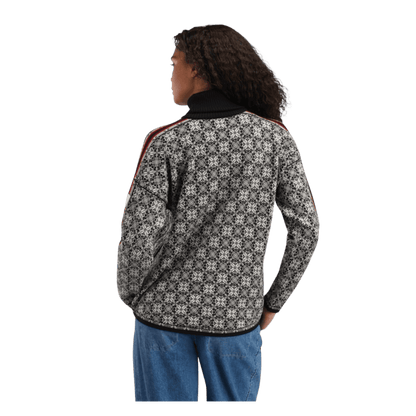 DALE OF NORWAY WOMEN'S FIRDA SWEATER -  BLACK OFF WHITE - BACK VIEW