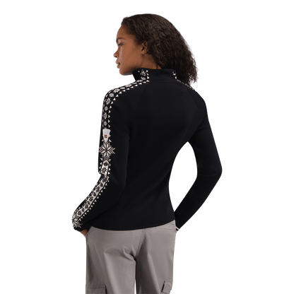 DALE OF NORWAY WOMEN'S GEILO SWEATER - BLACK OFFWHITE - BACK  VIEW