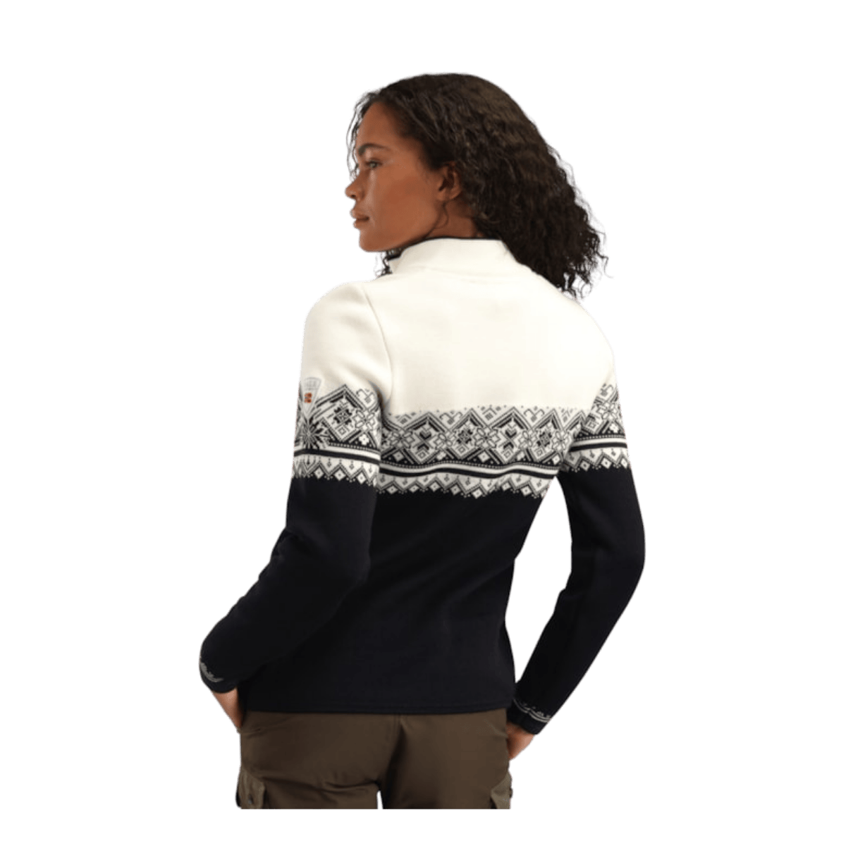 DALE OF NORWAY WOMEN'S ST. MORITZ SWEATER - BLACK WHITE/DARK CHARCOAL - BACK VIEW