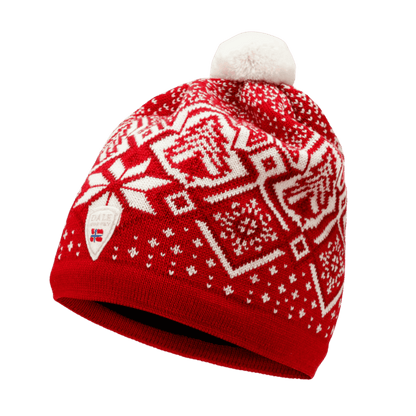 DALE OF NORWAY WINTERLAND WOOL HAT - RASPBERRY OFFWHITE REDROSE
