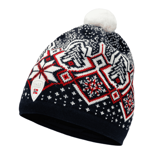 DALE OF NORWAY WINTERLAND WOOL HAT - NAVY OFFWHITE RASPBERRY - ONE SIZE