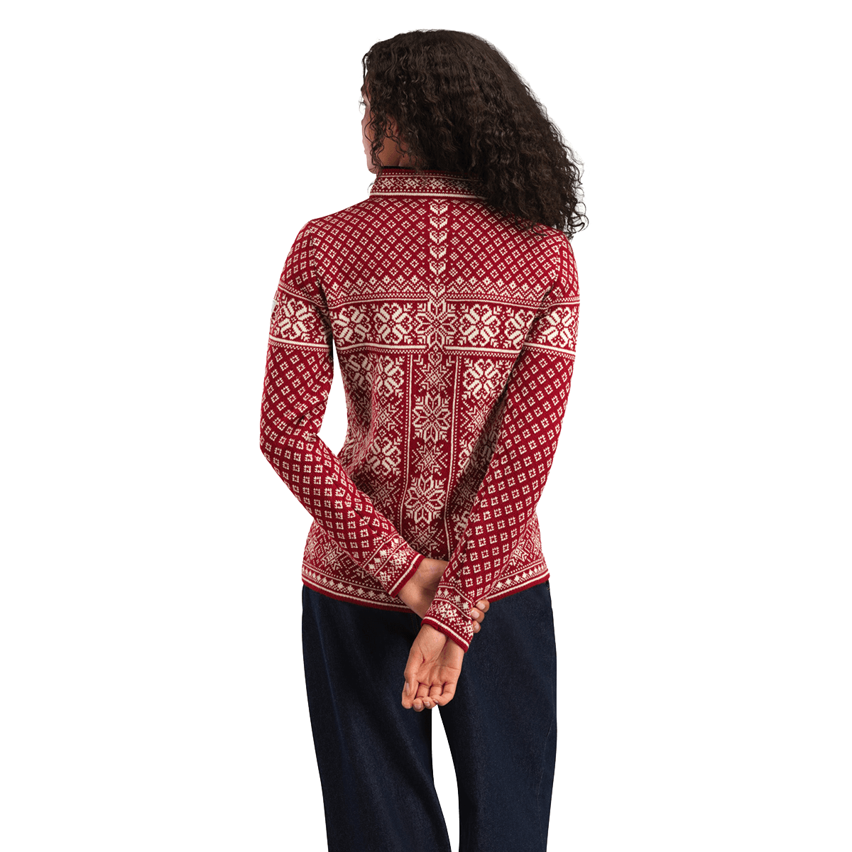 DALE OF NORWAY WOMEN'S PEACE SWEATER - RED back view