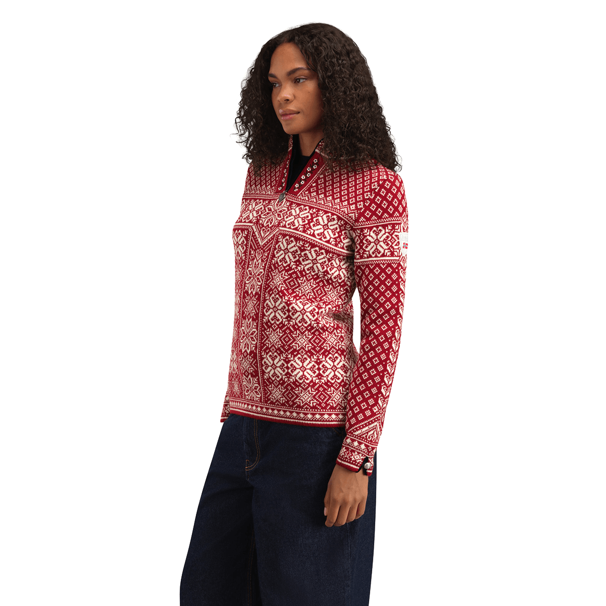DALE OF NORWAY WOMEN'S PEACE SWEATER - RED side view