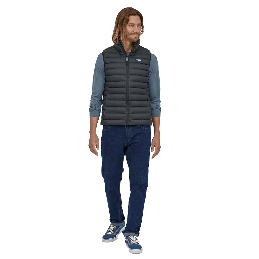 DOWN SWEATER VEST - BLACK ON MODEL