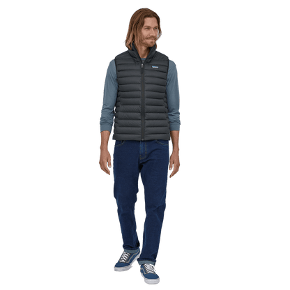 DOWN SWEATER VEST - BLACK ON MODEL